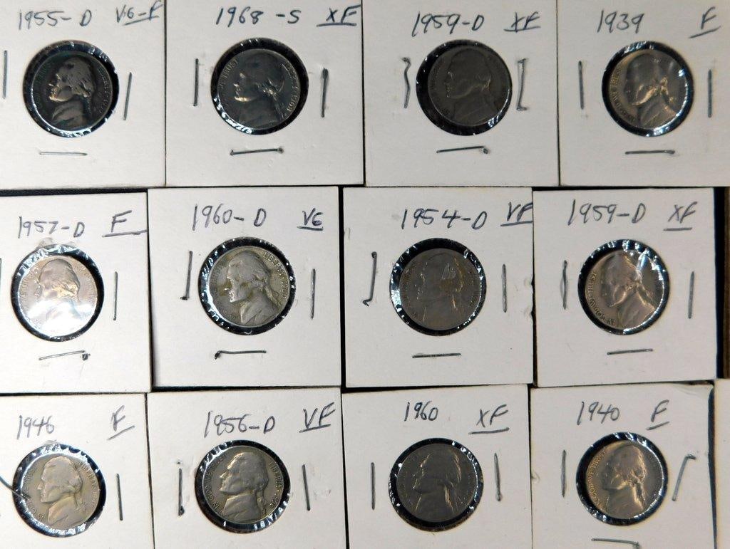 Jefferson Nickels Grouping in Individual Holders, (82) - 6
