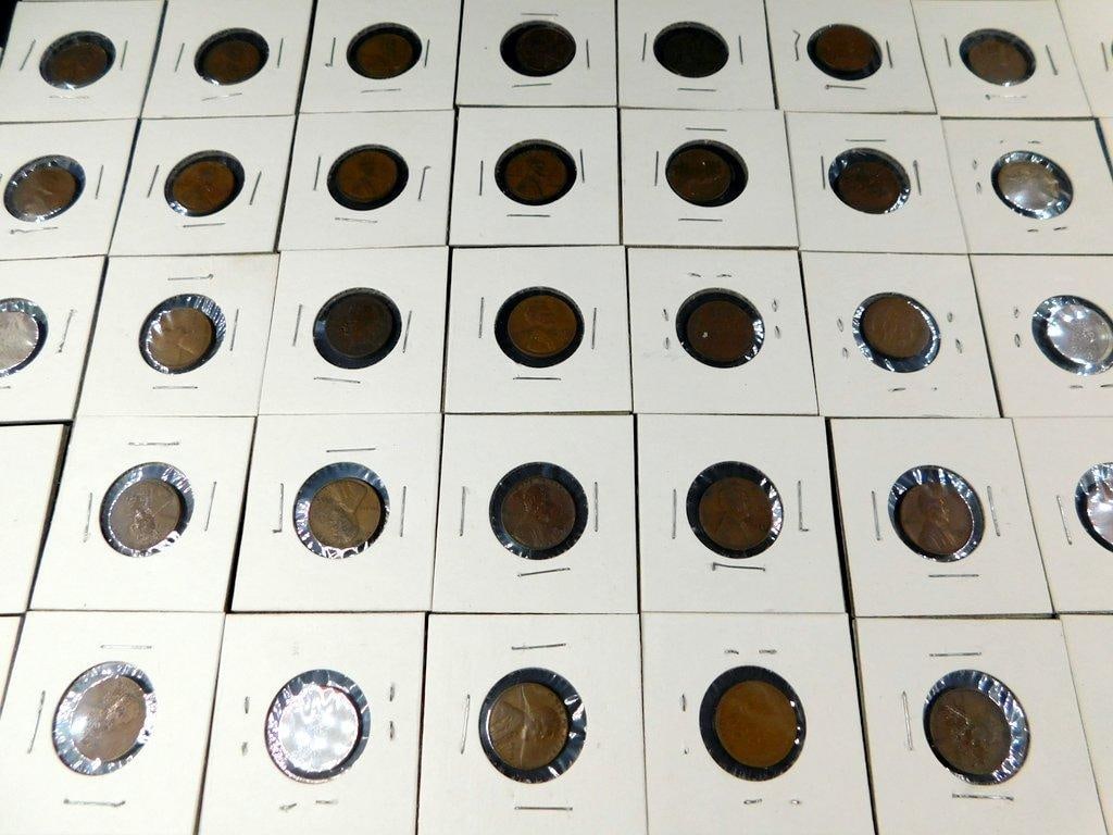 Grouping of Lincoln Wheat Pennies in Holders, (51) - 12