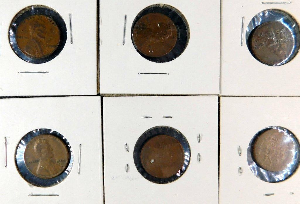 Grouping of Lincoln Wheat Pennies in Holders, (51) - 6