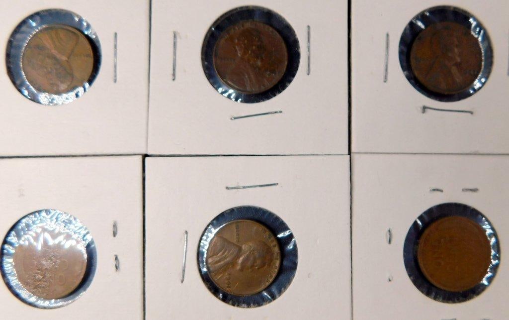 Grouping of Lincoln Wheat Pennies in Holders, (51) - 9