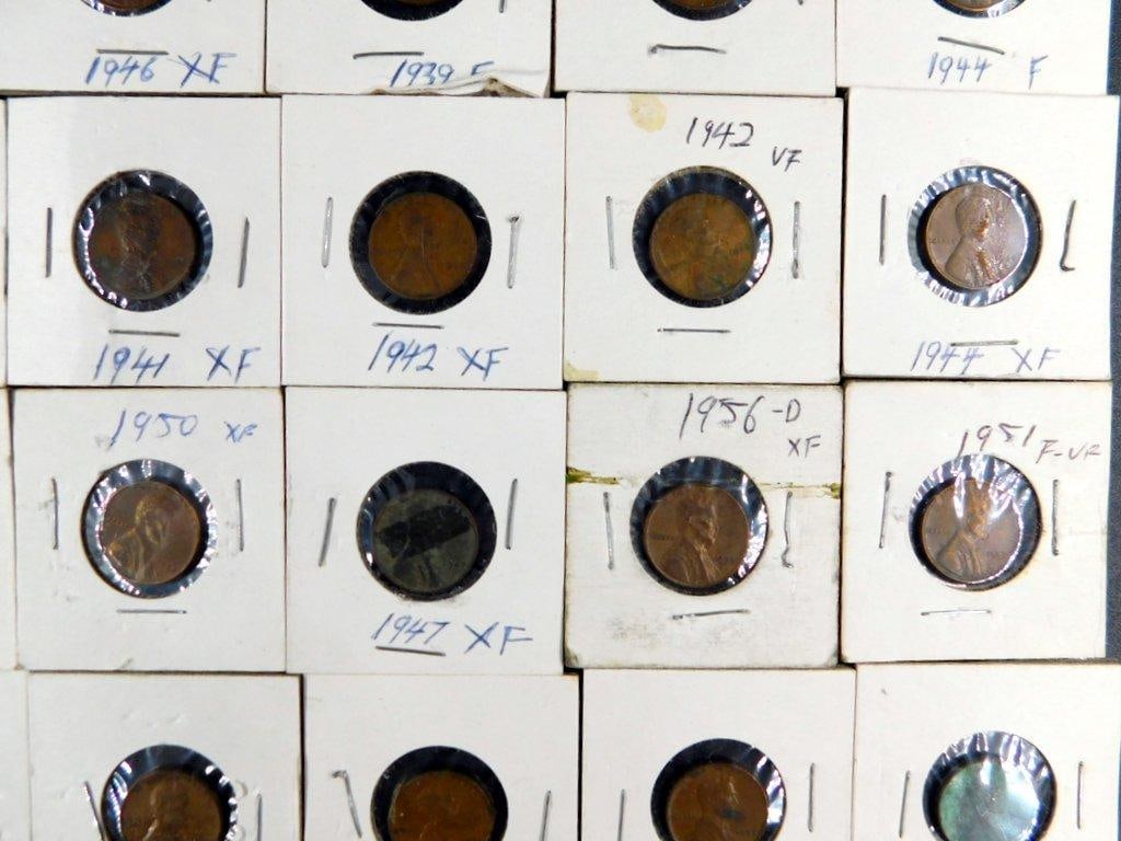 51 Wheat Pennies in Paper Holders, 1927 to 1958 - 5