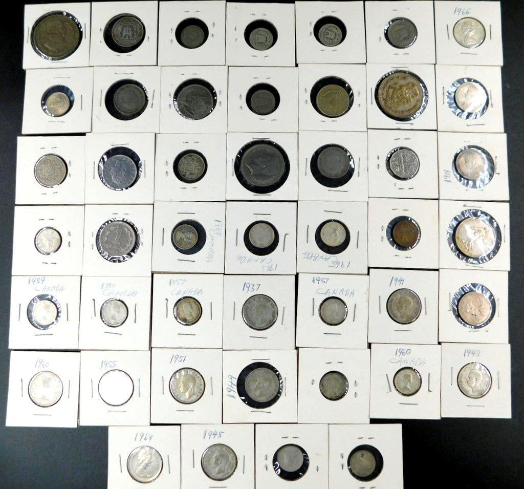 World Coins in Cardboard Holders, Includes Various Countries and Dates, (46) (1 of 12)