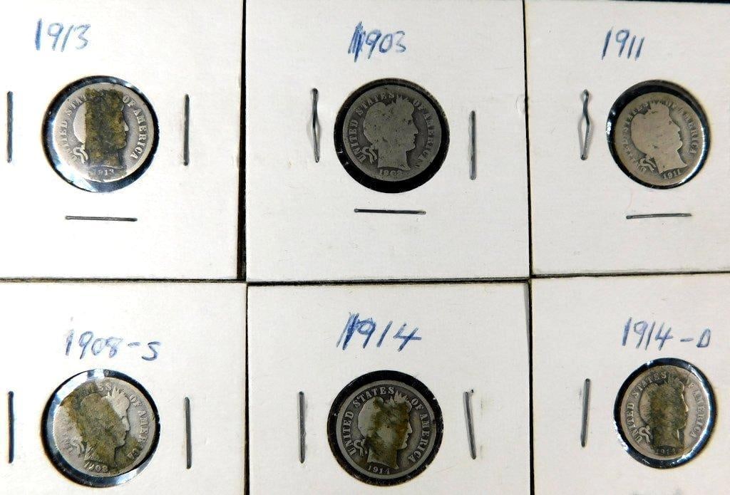Grouping of Barber, Mercury, and Roosevelt Dimes Spanning 1905-1948 - 2