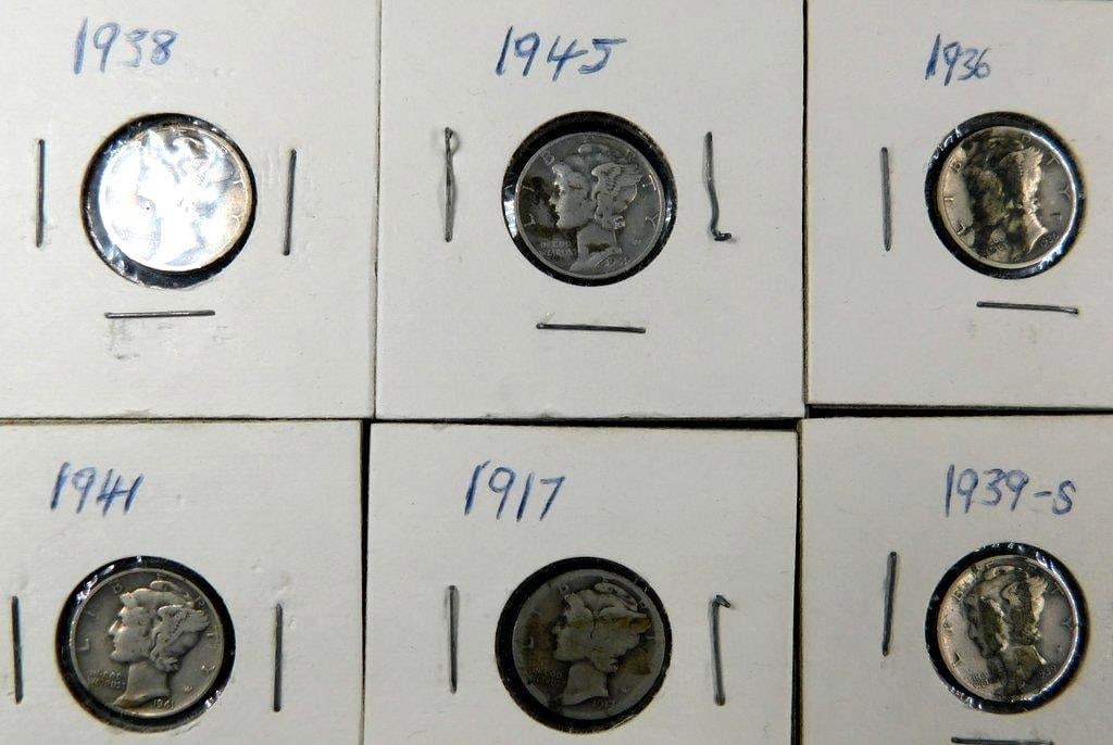 Grouping of Barber, Mercury, and Roosevelt Dimes Spanning 1905-1948 - 3