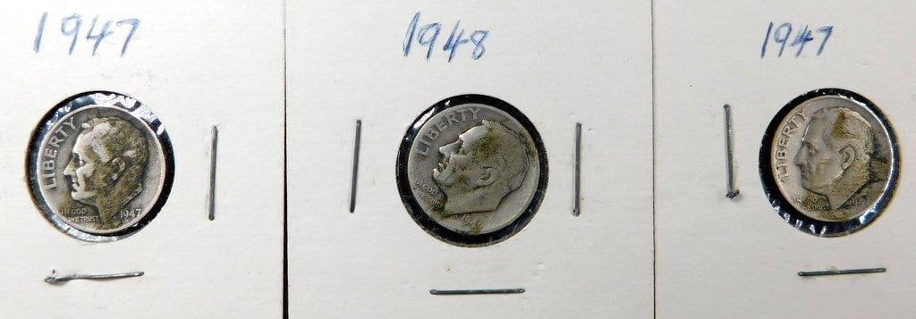 Grouping of Barber, Mercury, and Roosevelt Dimes Spanning 1905-1948 - 5