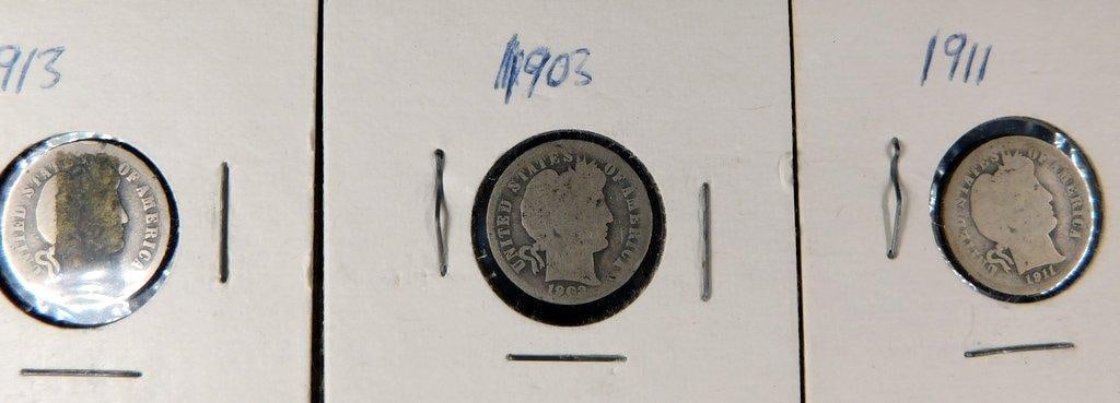 Grouping of Barber, Mercury, and Roosevelt Dimes Spanning 1905-1948 - 6