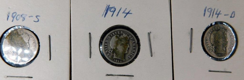 Grouping of Barber, Mercury, and Roosevelt Dimes Spanning 1905-1948 - 7