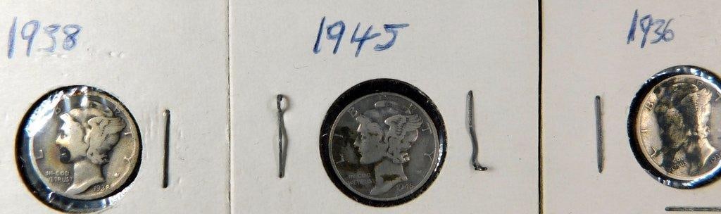 Grouping of Barber, Mercury, and Roosevelt Dimes Spanning 1905-1948 - 8