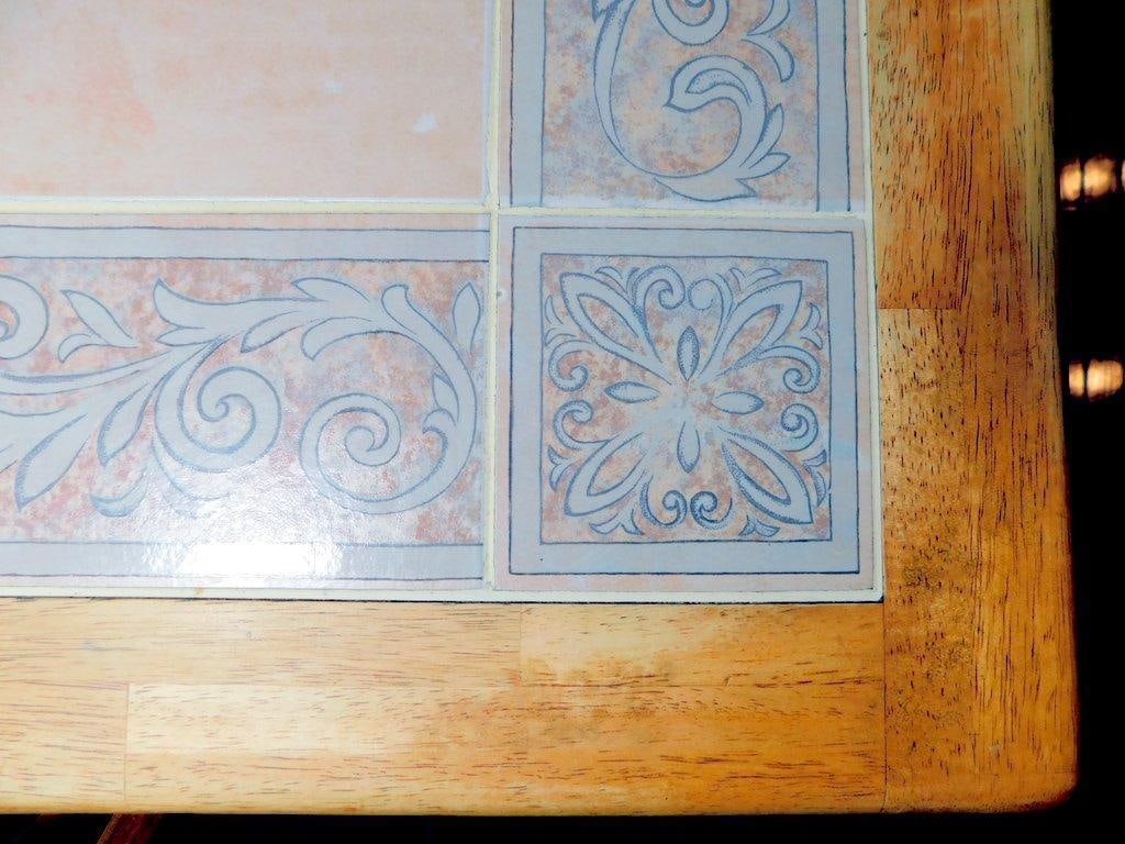 Oak Dining Table w/ Tiled Top and 6 Wooden Chairs - 4