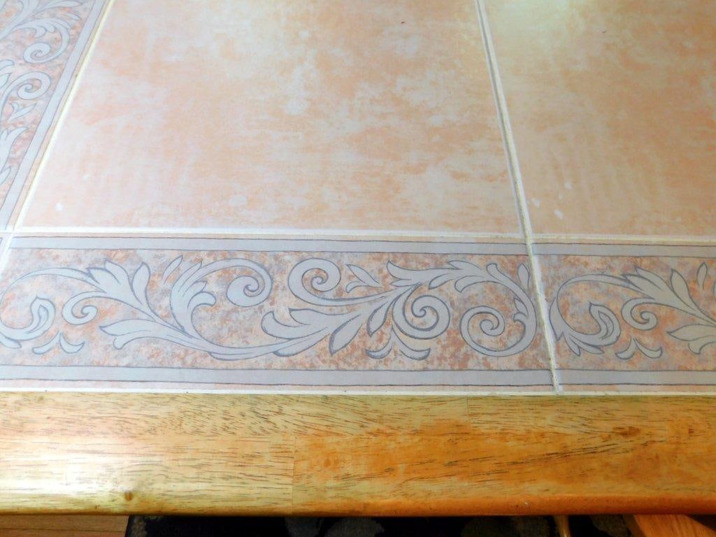 Oak Dining Table w/ Tiled Top and 6 Wooden Chairs - 5
