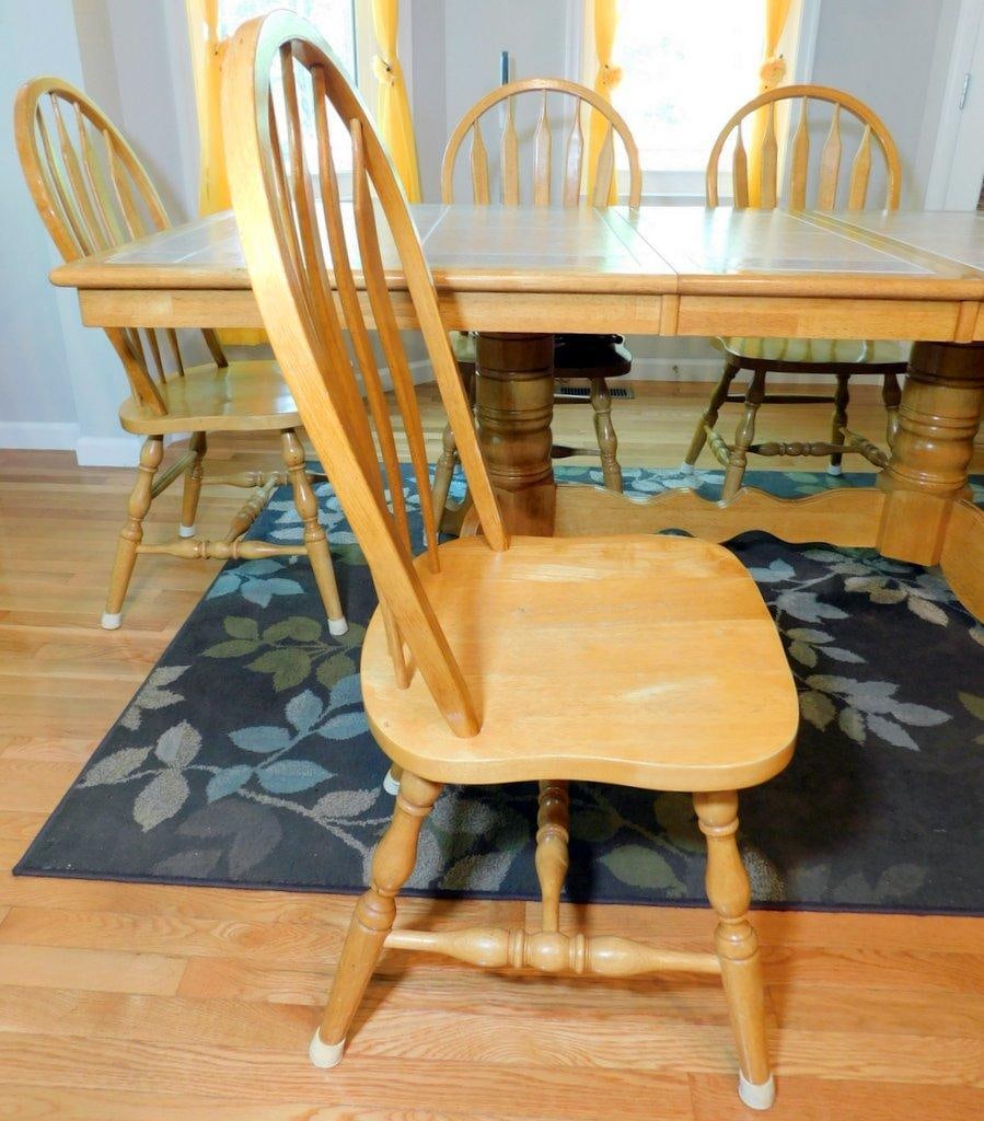 Oak Dining Table w/ Tiled Top and 6 Wooden Chairs - 9