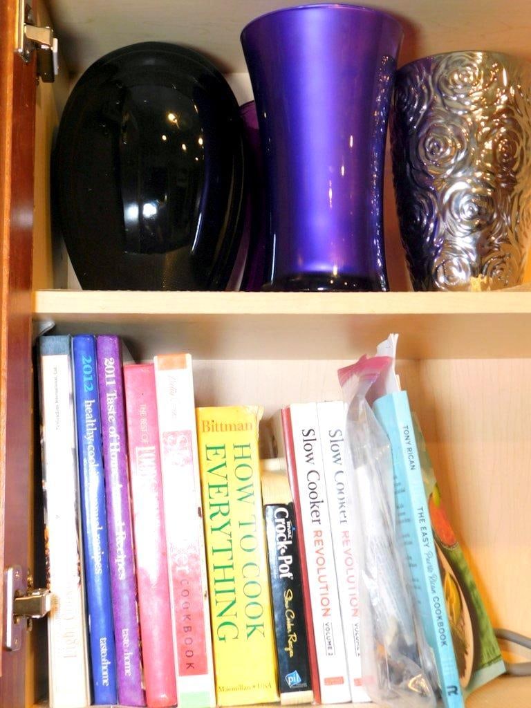 Grouping of Glass Vases and Cooking Books (1 of 11)