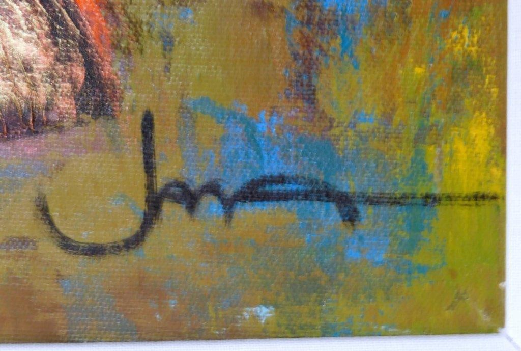 Framed and Signed Jana Lee Painting Titled 'Pink Poppies I' - 7