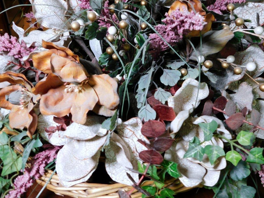 Handcrafted Artificial Floral Arrangement in Woven Basket - 2