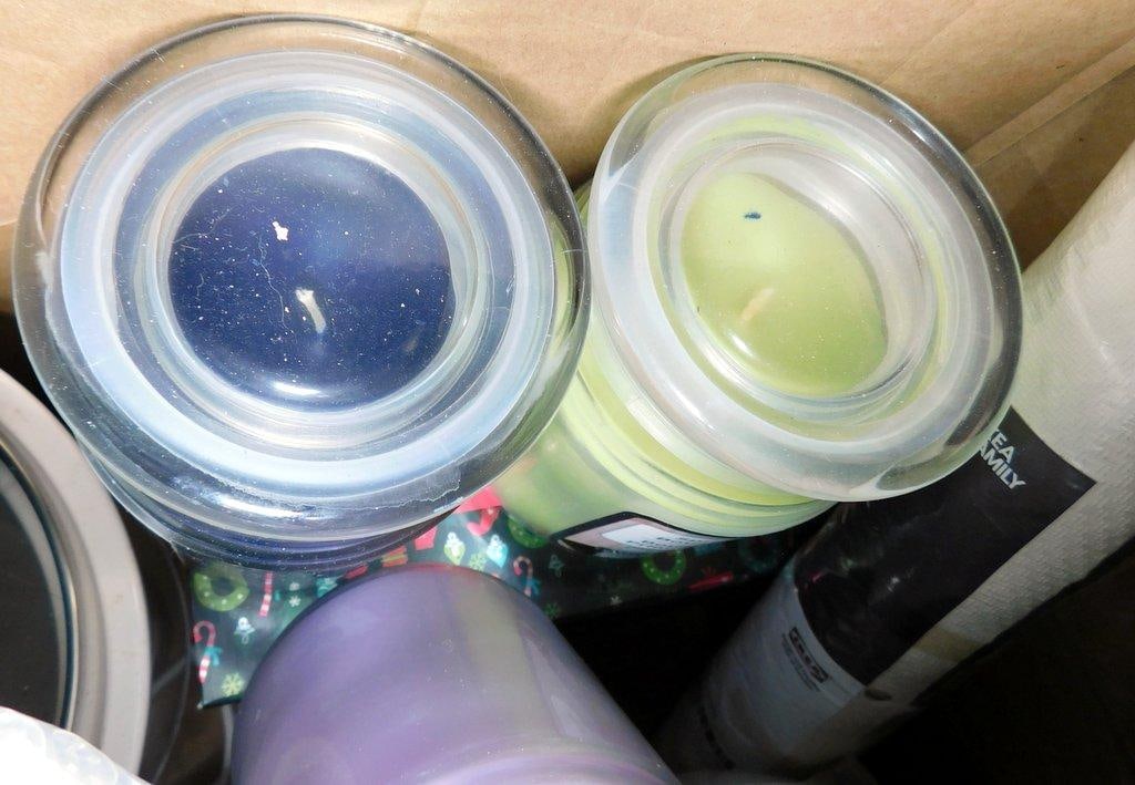 Household Items Including Mixing Bowls, Dumbbells, and Candles - 10