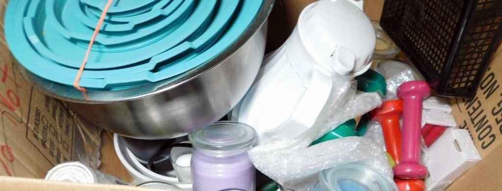 Household Items Including Mixing Bowls, Dumbbells, and Candles - 11