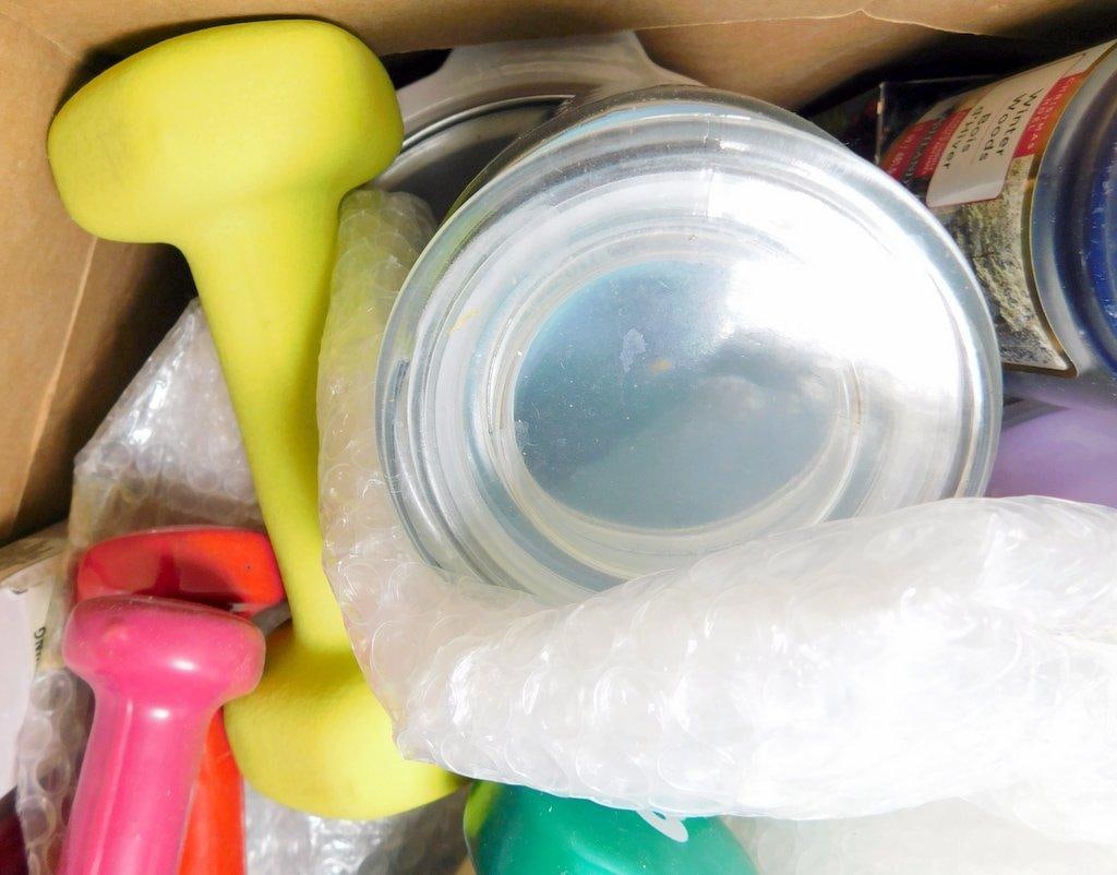 Household Items Including Mixing Bowls, Dumbbells, and Candles - 6