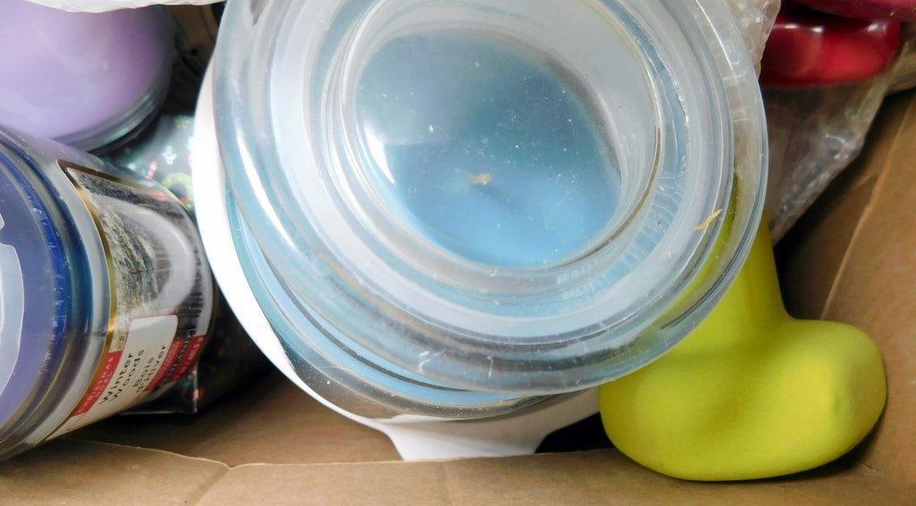 Household Items Including Mixing Bowls, Dumbbells, and Candles - 9