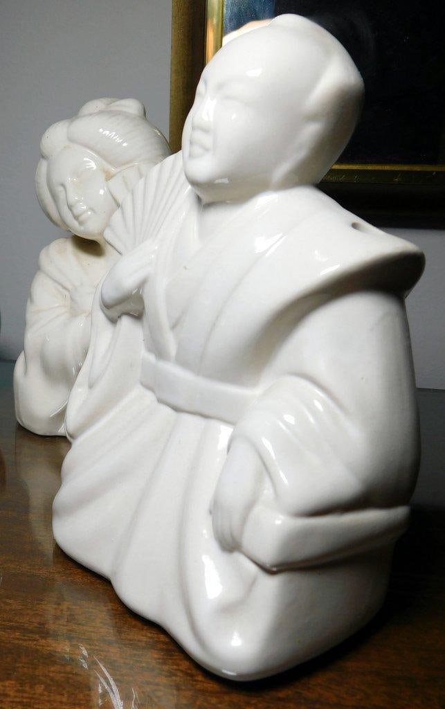 Four White Ceramic Figurines, Chinese Design - 4