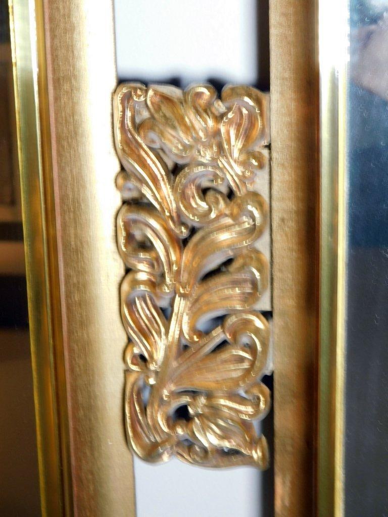 Wall-Mounted Gold-Tone Mirror w/ Two Section Joined by Ornate Center - 3