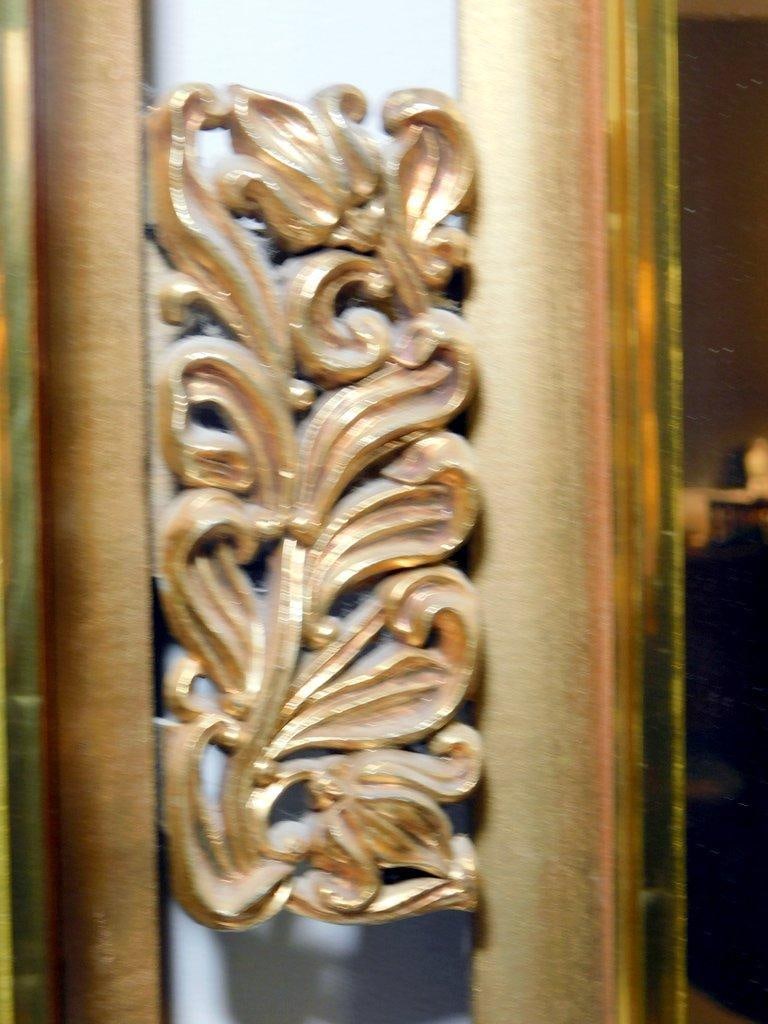 Wall-Mounted Gold-Tone Mirror w/ Two Section Joined by Ornate Center - 4
