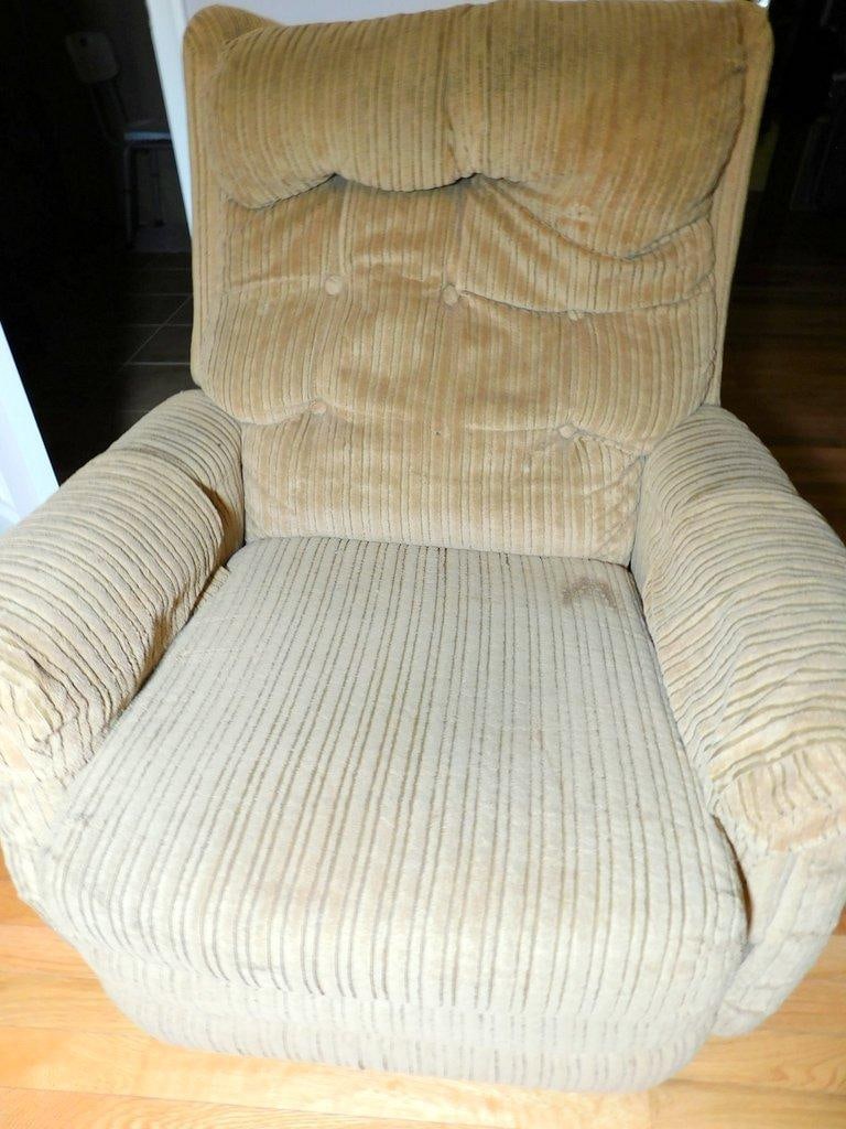 Beige Corduroy Upholstered Recliner Armchair - 2