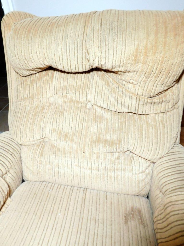 Beige Corduroy Upholstered Recliner Armchair - 3