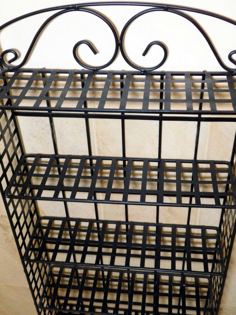Black Metal Five-Tier Freestanding Shelf w/ Scroll Design - 2