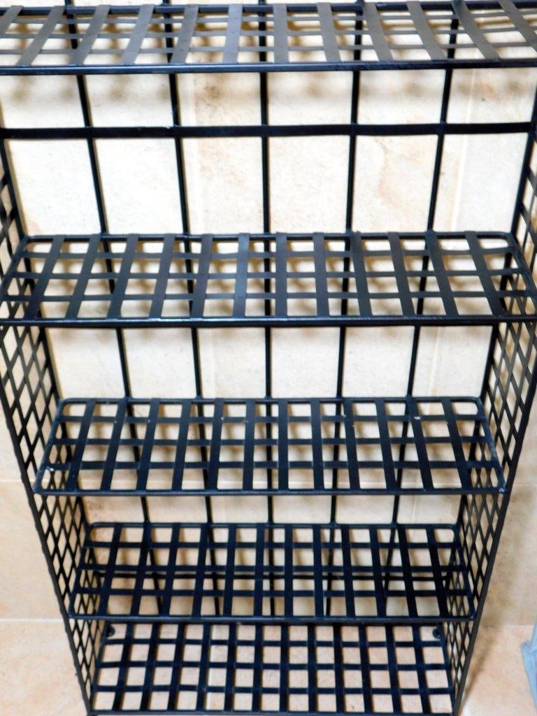 Black Metal Five-Tier Freestanding Shelf w/ Scroll Design - 3