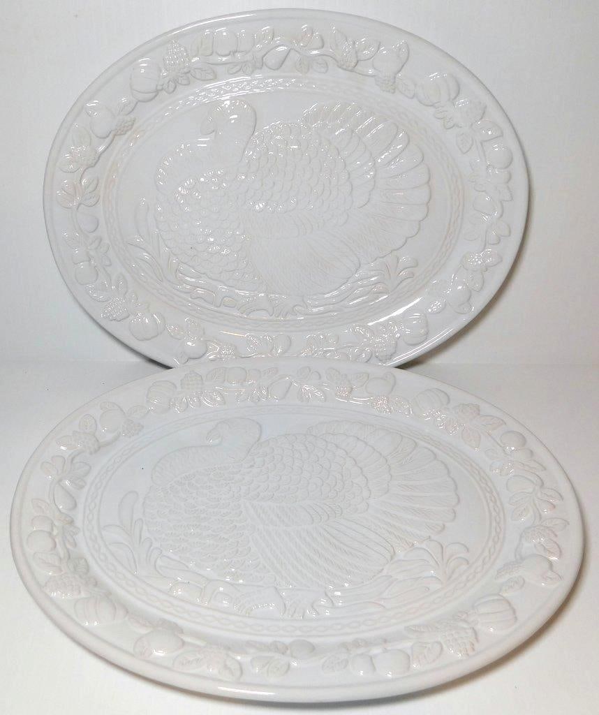 Two White Ceramic Turkey Serving Platters by The Casual Chef (1 of 6)
