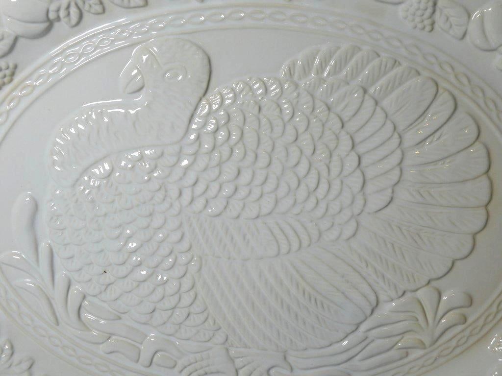 Two White Ceramic Turkey Serving Platters by The Casual Chef - 3