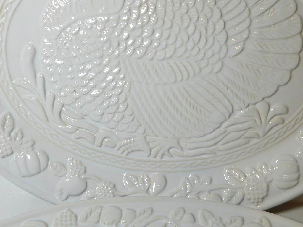 Two White Ceramic Turkey Serving Platters by The Casual Chef - 4