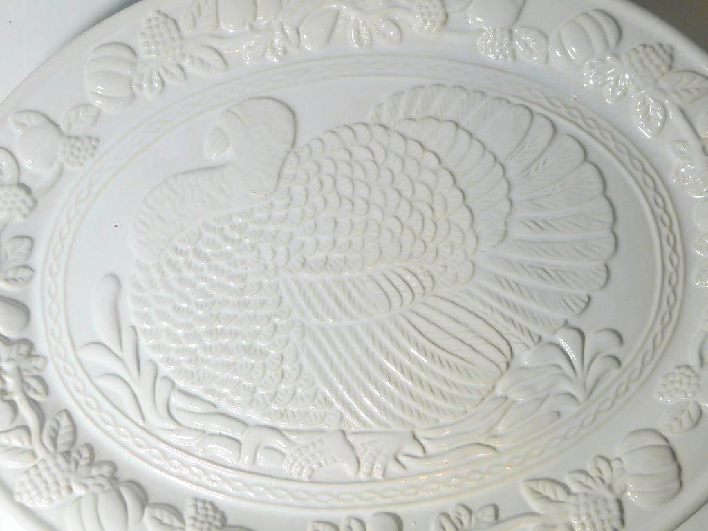 Two White Ceramic Turkey Serving Platters by The Casual Chef - 5