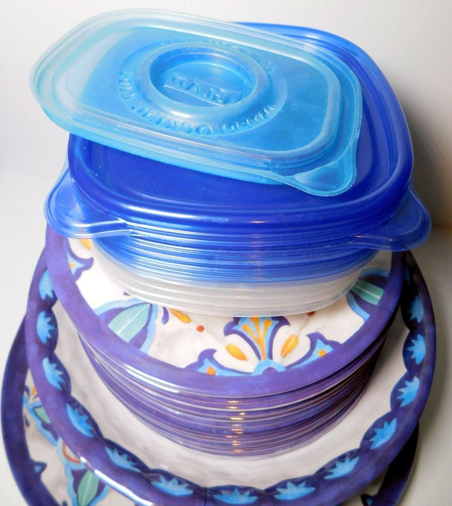 Cookware and Tableware Including Enamel Stock Pot and Decorated Plates - 10