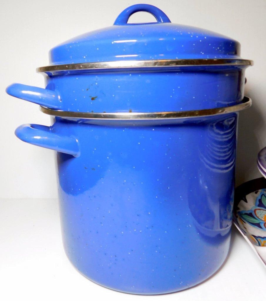 Cookware and Tableware Including Enamel Stock Pot and Decorated Plates - 2