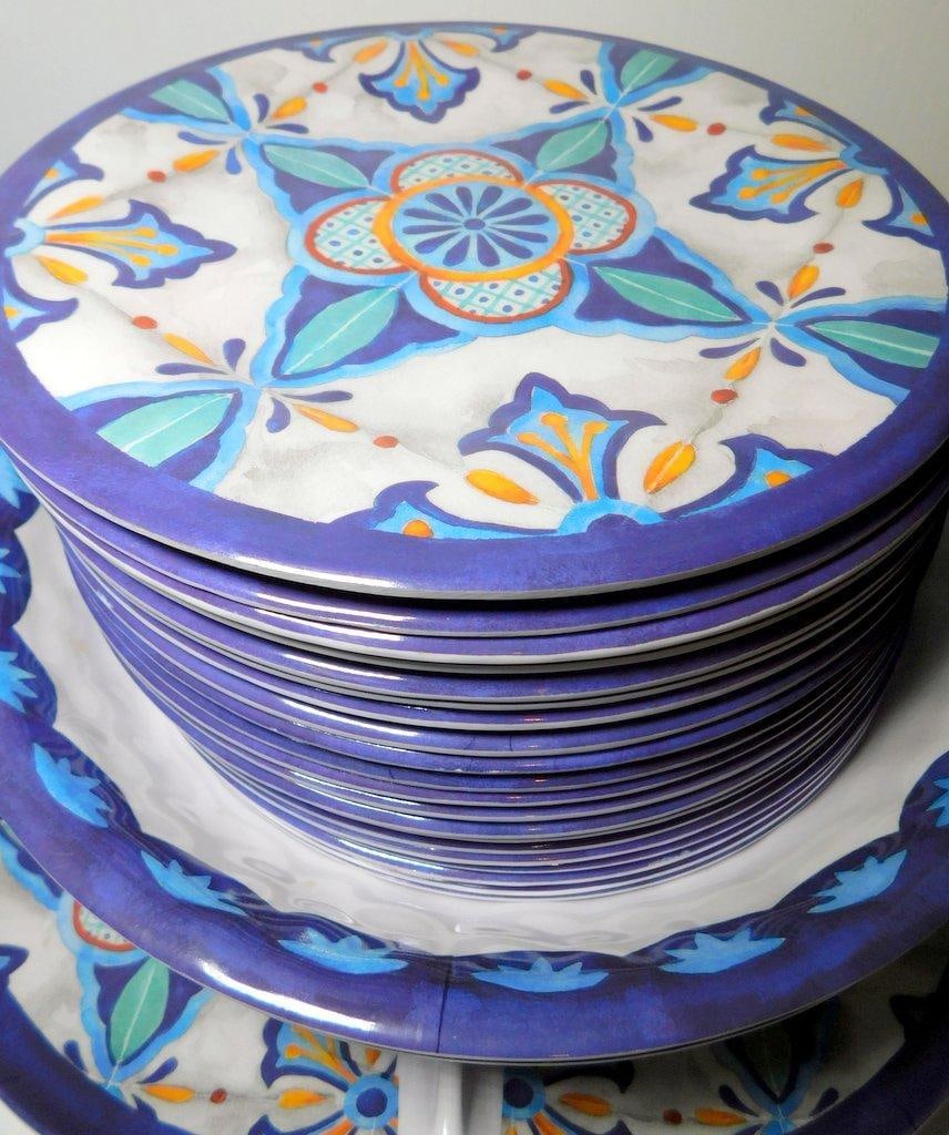 Cookware and Tableware Including Enamel Stock Pot and Decorated Plates - 6