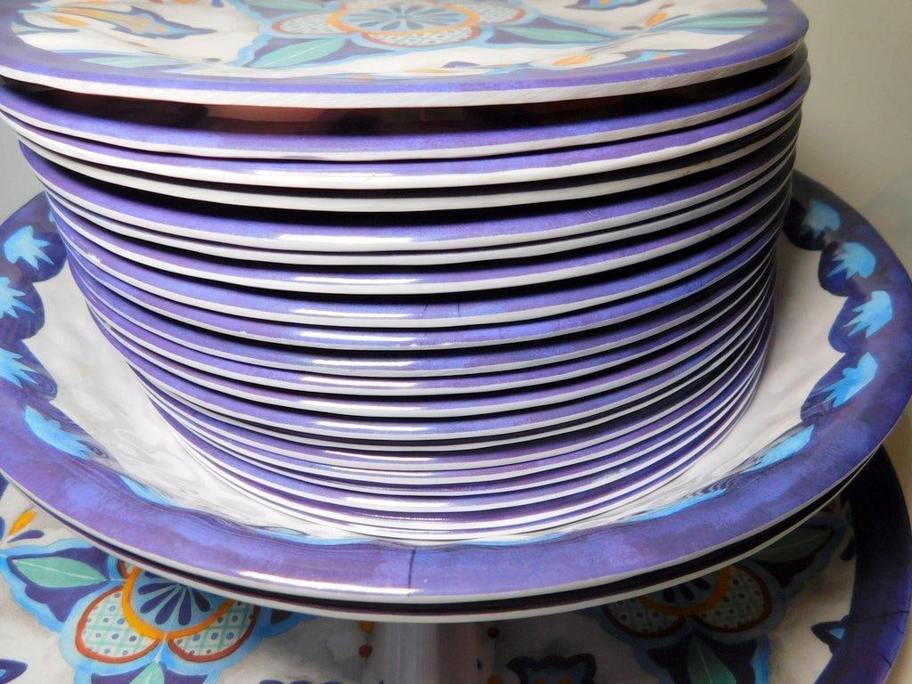 Cookware and Tableware Including Enamel Stock Pot and Decorated Plates - 7