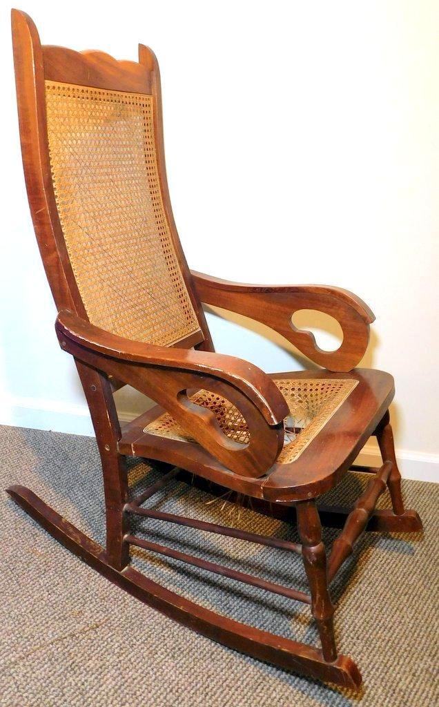 Wood Rocking Chair w/ Cane Back and Seat (1 of 7)