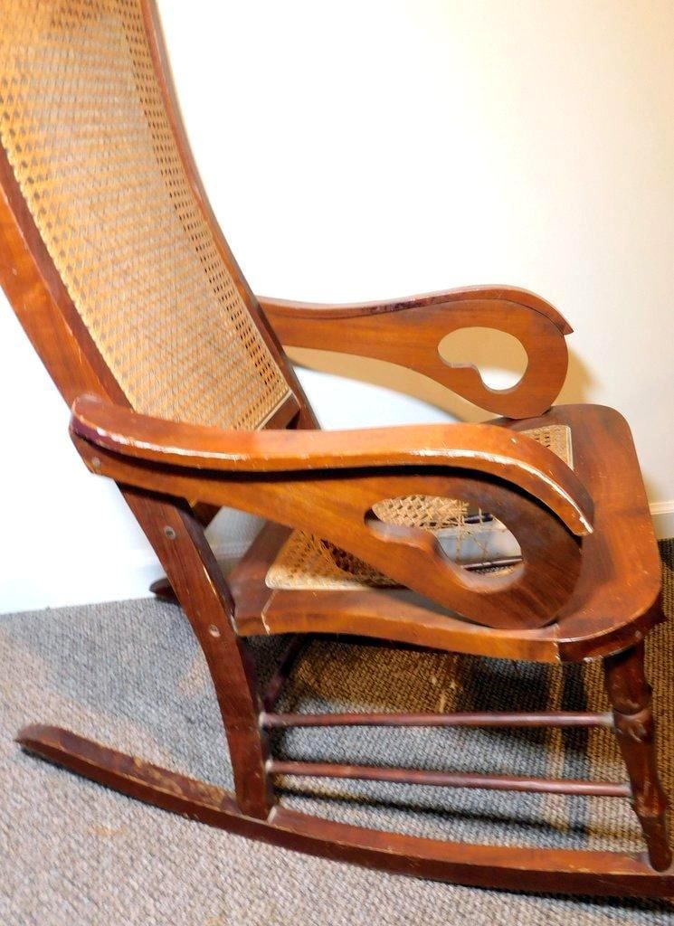 Wood Rocking Chair w/ Cane Back and Seat - 5