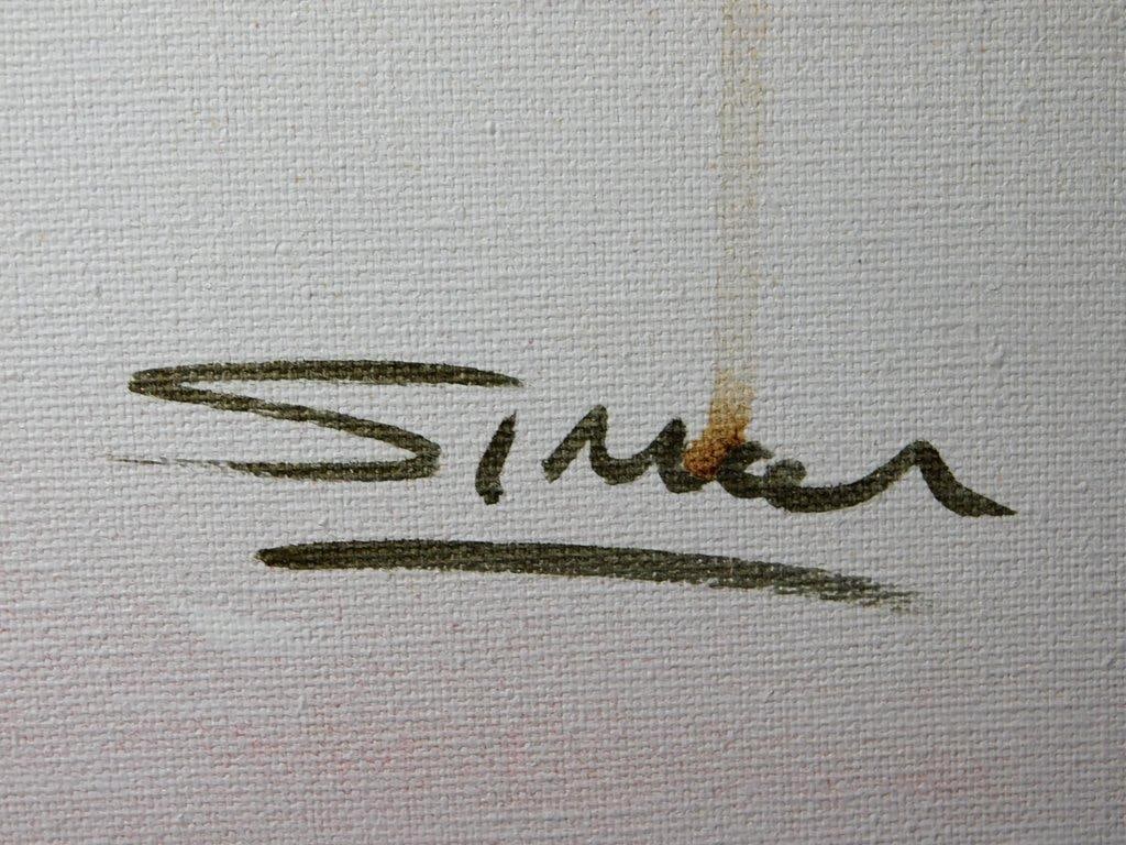 Abstract Mixed Media Painting Signed 'Simon' - 4