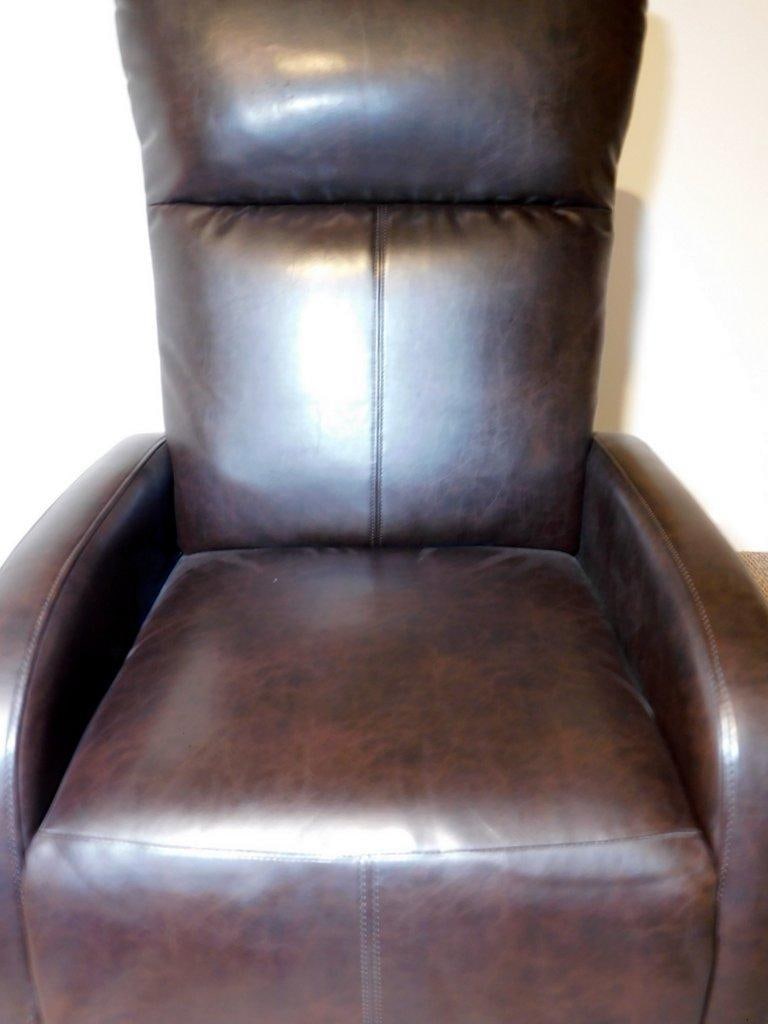 Brown Leather Recliner Chair w/ Padded Backrest - 2