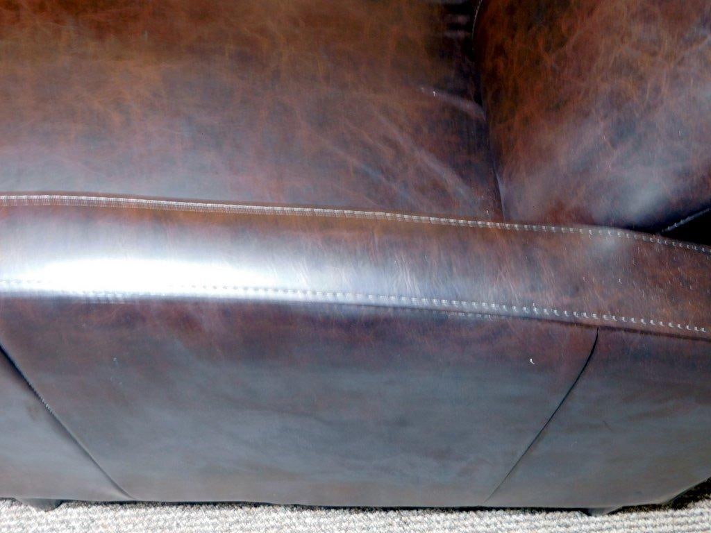 Brown Leather Recliner Chair w/ Padded Backrest - 4