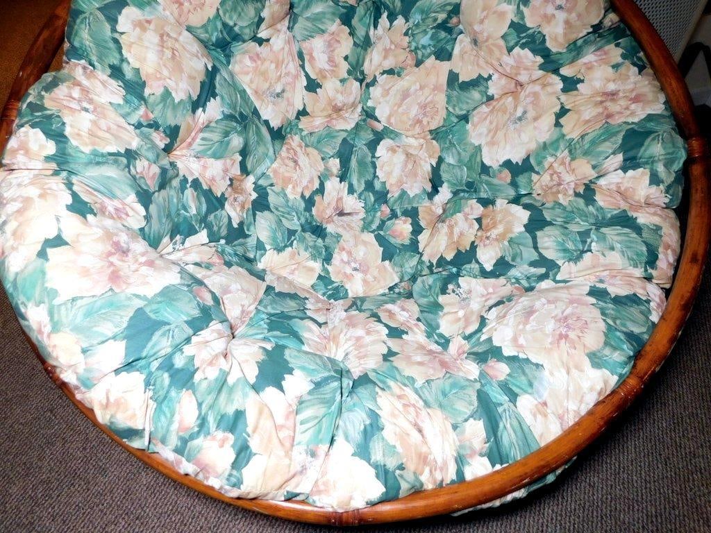 Rattan Papasan Chair w/ Floral Cushion - 2