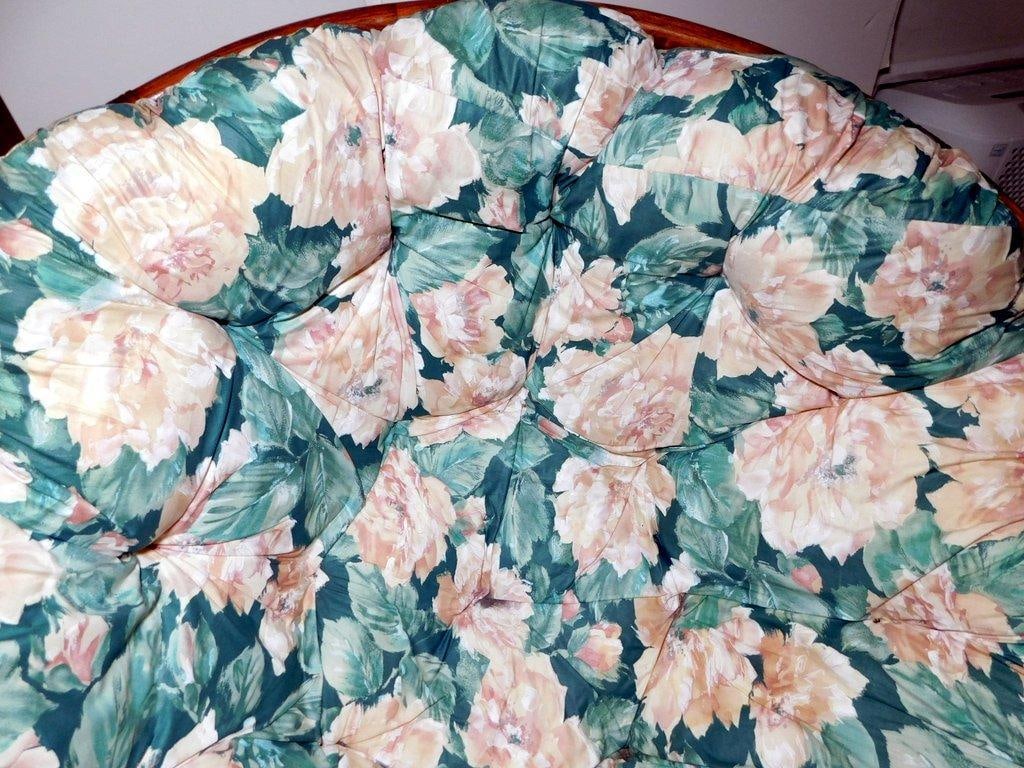 Rattan Papasan Chair w/ Floral Cushion - 3