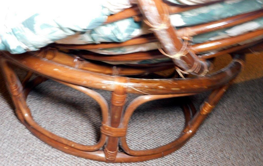 Rattan Papasan Chair w/ Floral Cushion - 4