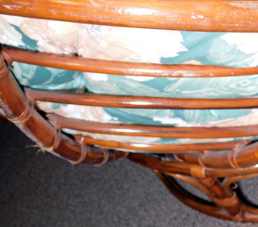 Rattan Papasan Chair w/ Floral Cushion - 6