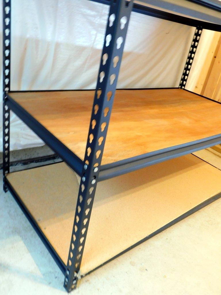 Heavy-Duty Steel Framed Shelving Unit w/ Adjustable Wood Shelves - 2