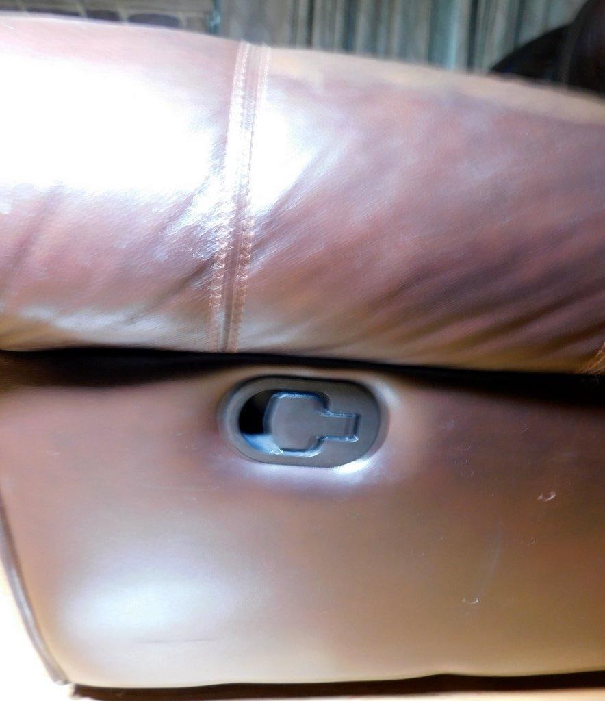 Brown Leather Reclining Sofa w/ Nailhead Trim - 3