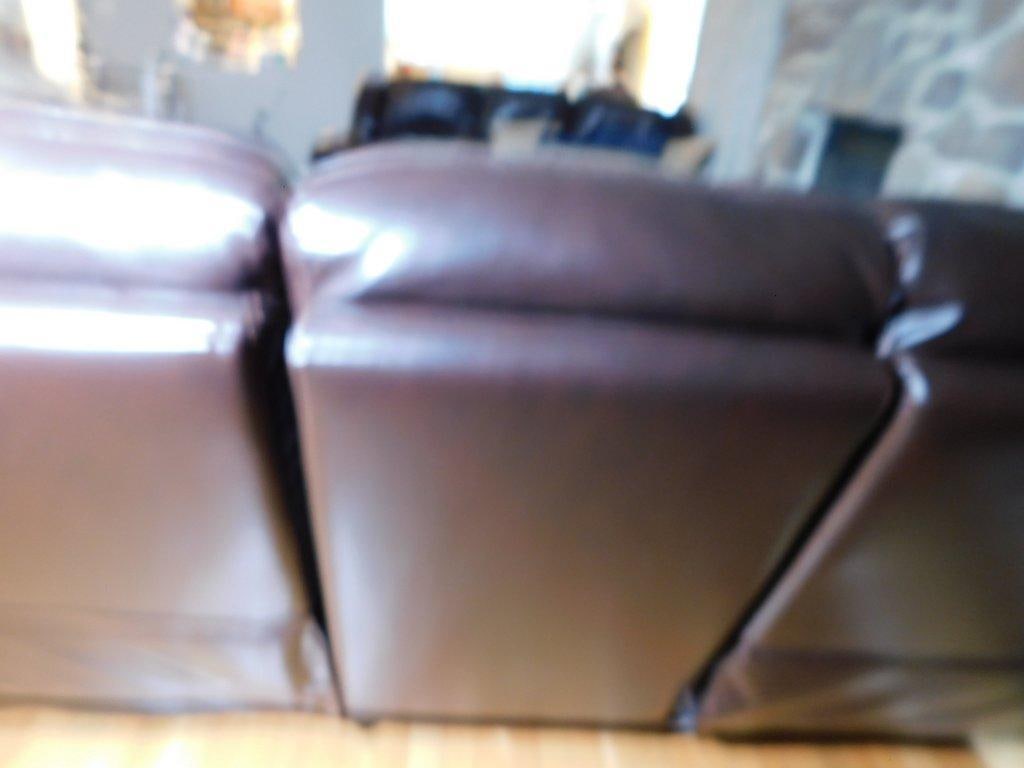 Brown Leather Reclining Sofa w/ Nailhead Trim - 7