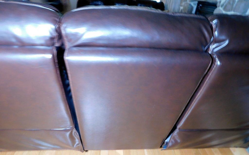 Brown Leather Reclining Sofa w/ Nailhead Trim - 8